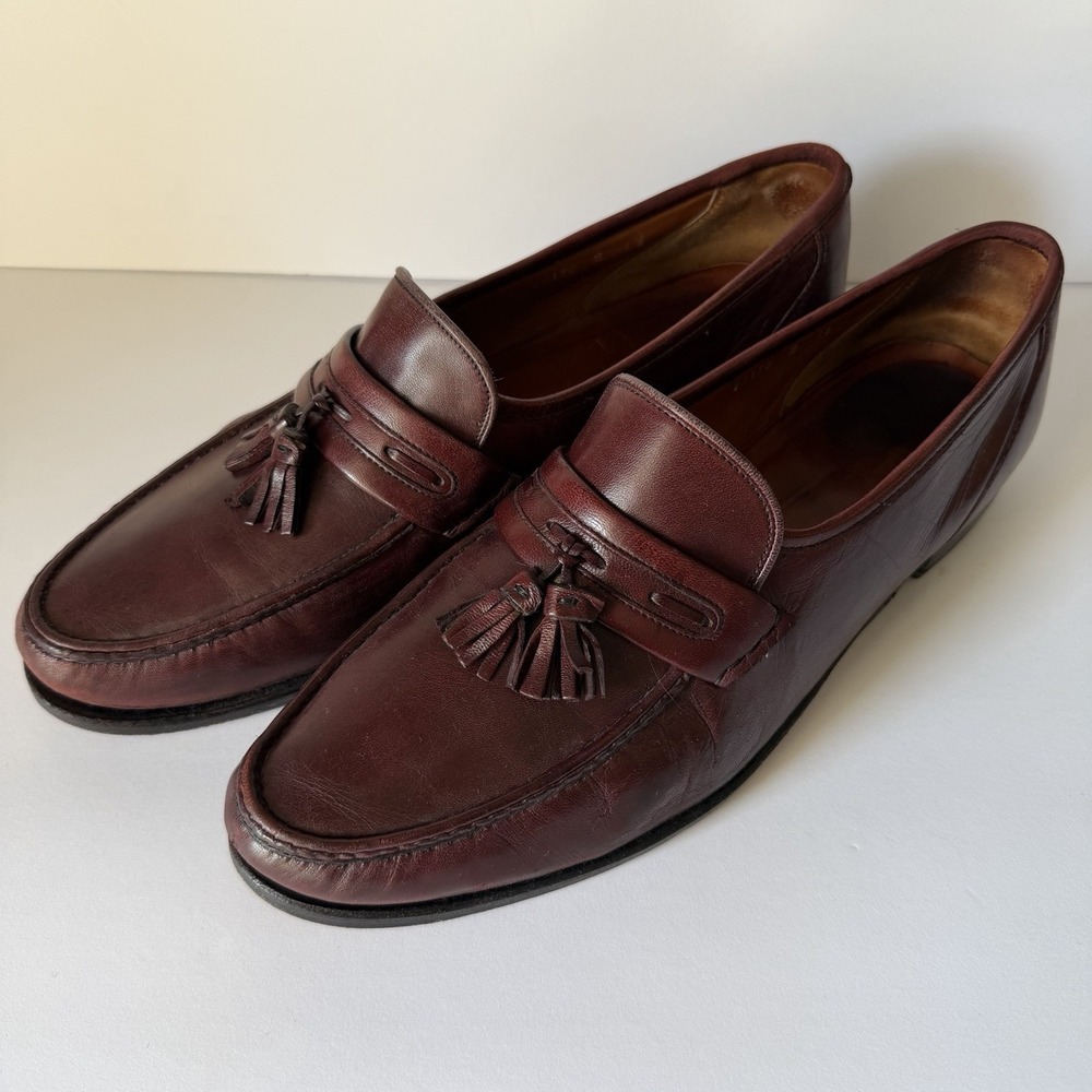 Allen Edmonds Ravenna Mens 12B 12 B Brown Leather Tassel Loafers Made in Italy